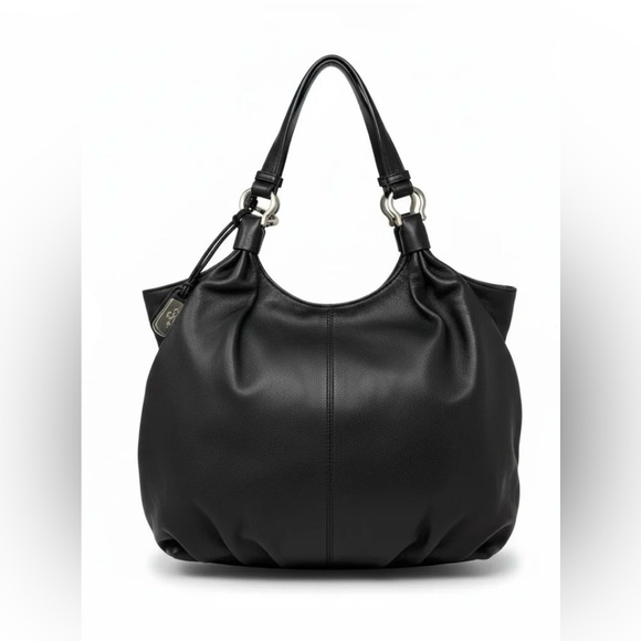 Cole Haan Handbags - Cole Haan Black Leather Hobo Shoulder Bag w/ Logo Charm Large Slouchy Roomy Soft